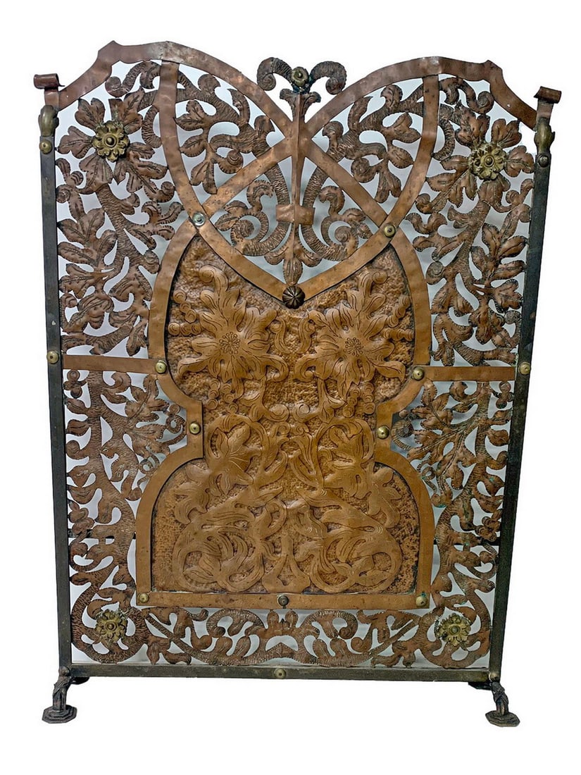Antique Iron & Bronze Fireplace Screen (1 of 6)