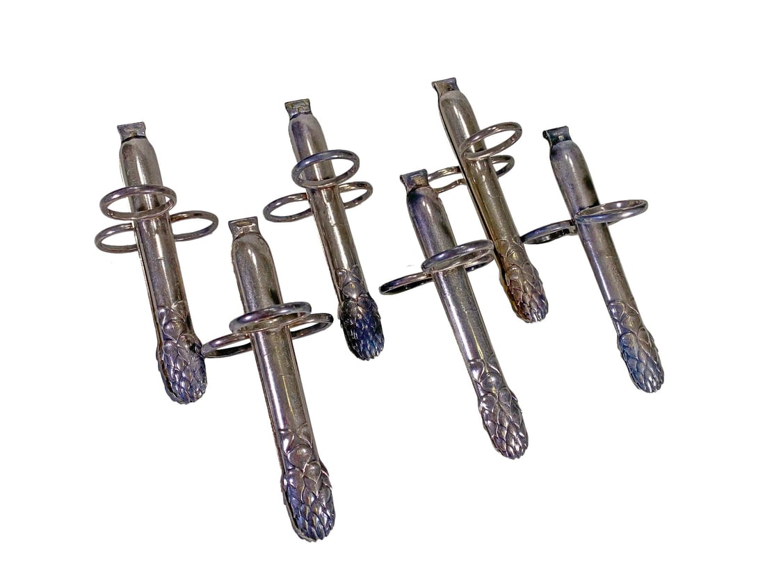 Christofle Set of 6 Silverplate Asparagus Holders (1 of 6)