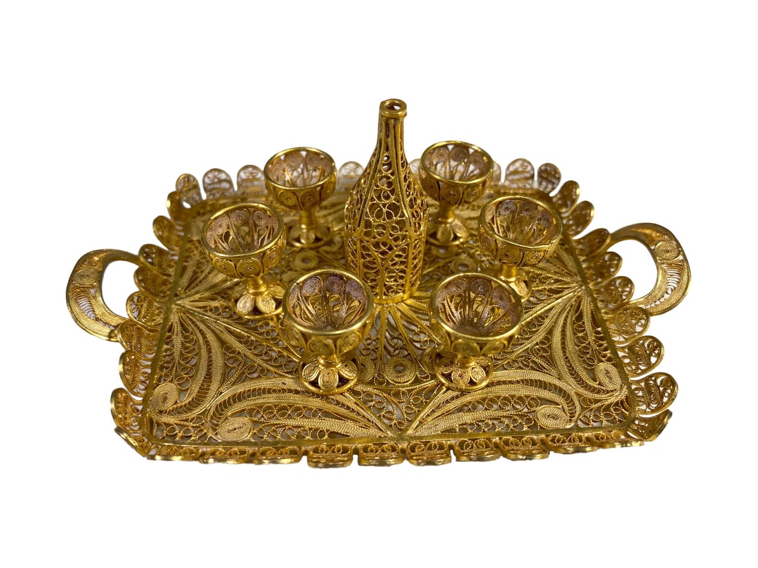 Antique Gilt Silver Filigree Miniature Set (1 of 6)