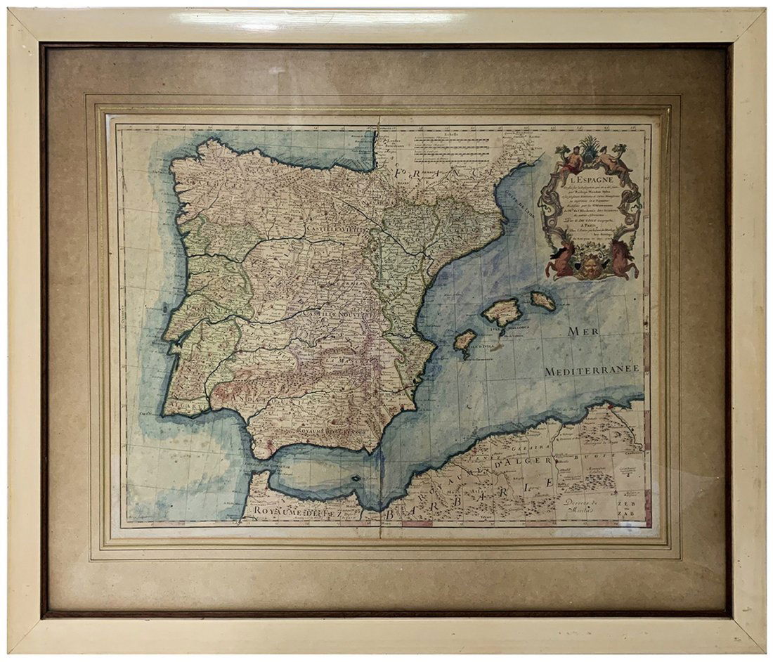 Antique Map of The Kingdom of Spain, 1701 Print (1 of 3)