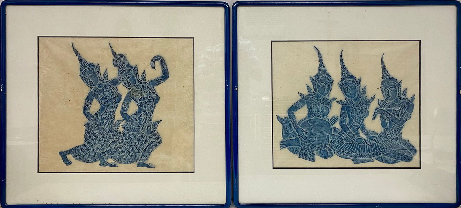 Vintage Tibetan Pair of Aquatint Prints (1 of 5)