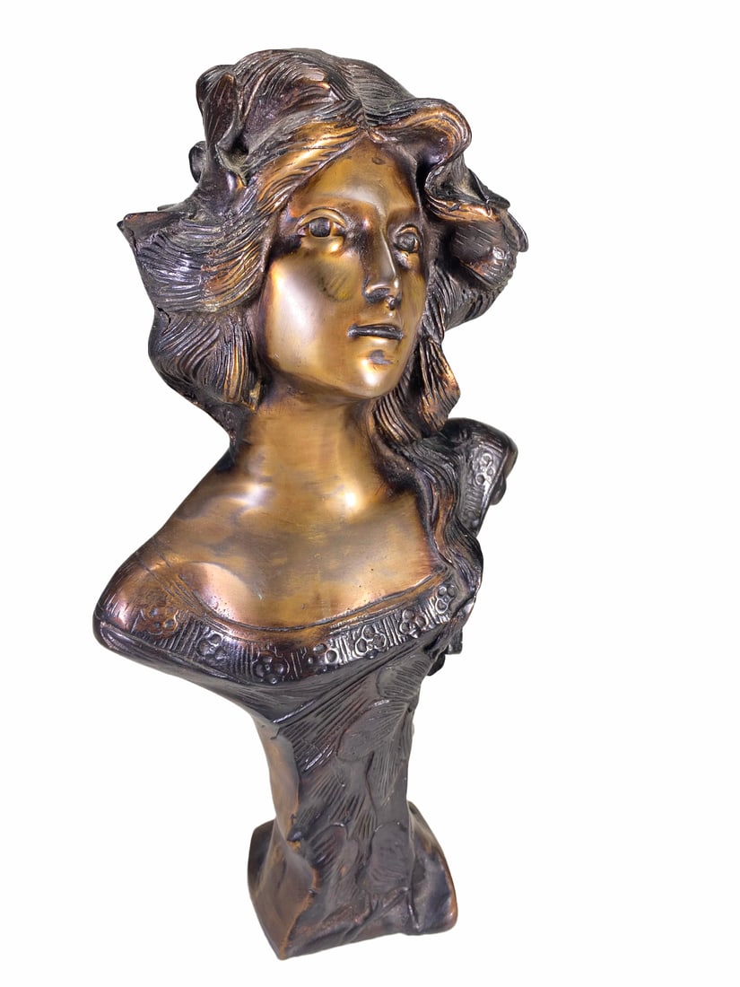 After Emmanuel Villanis Woman Bronze Bust (1 of 4)