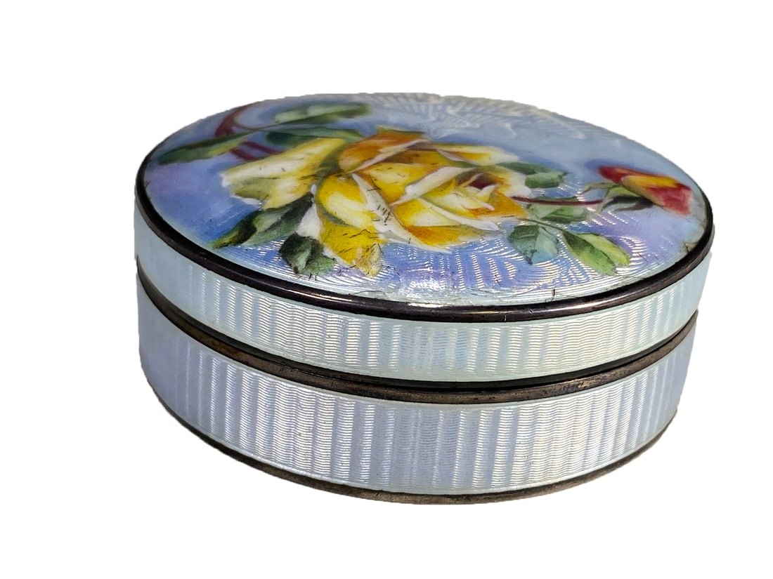 Antique Sterling 935 & Enamel Box (1 of 7)