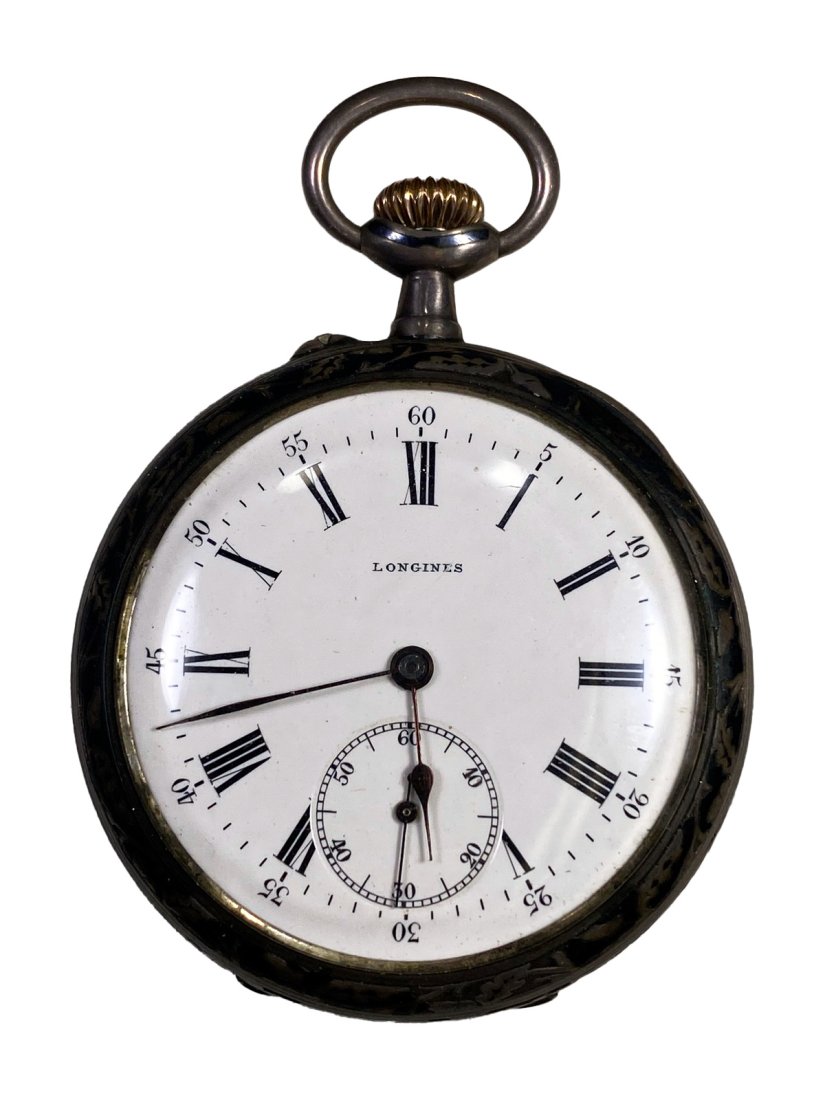 Vintage Longines 900 Engraved Silver Pocket Watch (1 of 7)