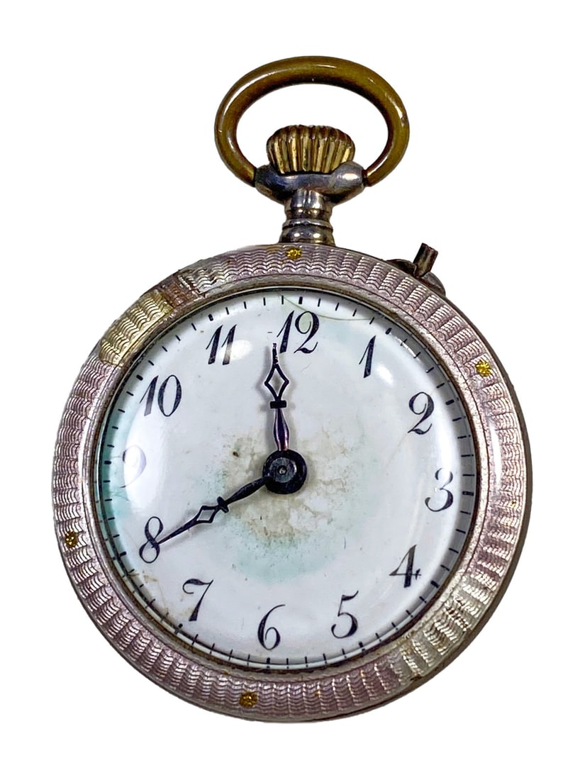 Antique German 800 Gilt Silver & Enamel Pocket Watch (1 of 6)