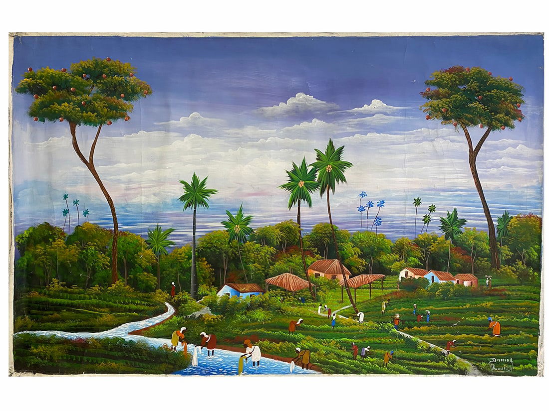 Daniel Louis, Haitian Oil on Canvas: Daniel Louis, Haitian Oil on Canvas. 38 1/2 x 6 1/2 in.Local Pick up call one day before to make an appointment. TO SHIP THIS ITEM IN USA OR INTERNATIONAL, PLEASE CONTACT THE SHIPPERS : 1) UPS store19