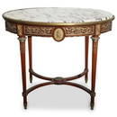 Antique French Bronze Ormolu & Marble Oval Table