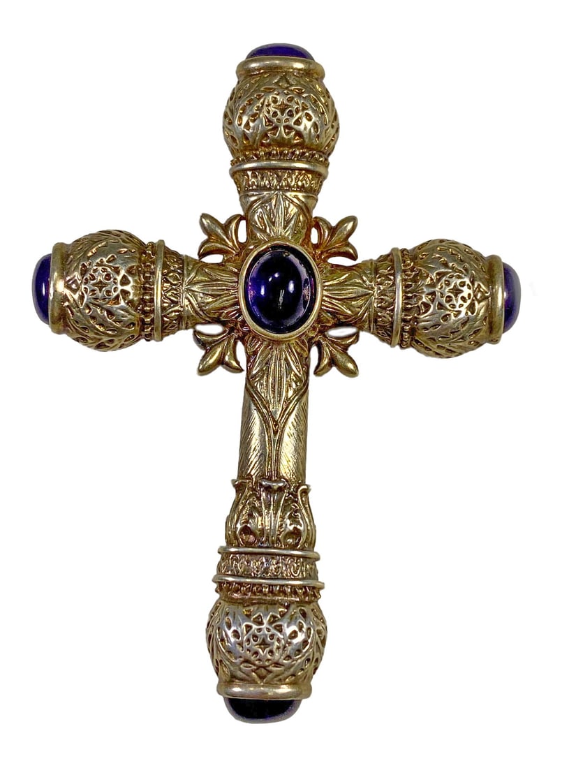 Vintage Sterling 925 & Amethyst Cross Pendant (1 of 8)