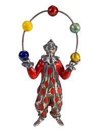 Tiffany & Co, Italy Gene Moore Sterling Silver & Enamel Juggler Clown