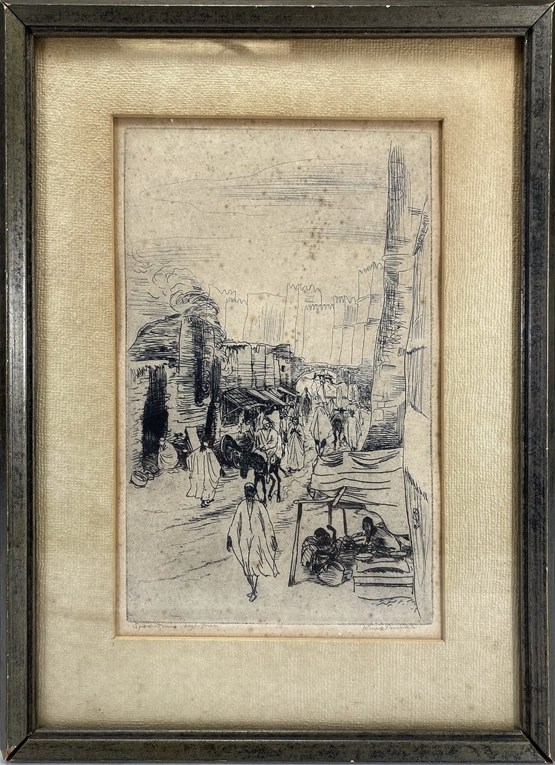 Antique Arabian Engraving, Signed: Antique Arabian Engraving, Signed. 13 1/4 x 9 1/2 in with frame.Local Pick up call one day before to make an appointment. TO SHIP THIS ITEM IN USA OR INTERNATIONAL, PLEASE CONTACT THE SHIPPERS : 1) UP