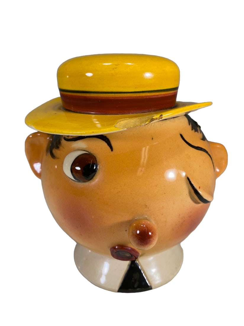 Vintage Italian Funy Face Pottery Lided Jar (1 of 6)