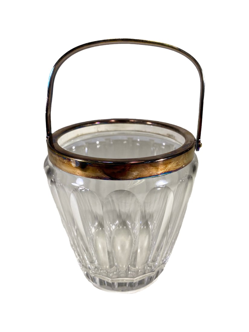 WMF, German Art Deco Crystal & Metal Bucket: WMF, German Art Deco Crystal & Metal Bucket. 4 1/2 x 4 1/4 in without handle.Local Pick up call one day before to make an appointment. TO SHIP THIS ITEM IN USA OR INTERNATIONAL, PLEASE CONTACT THE SHI
