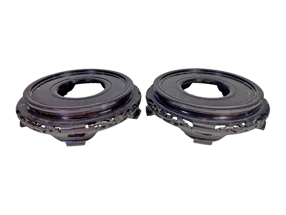 Antique Chinese Pair of Large Wood Bases (1 of 6)