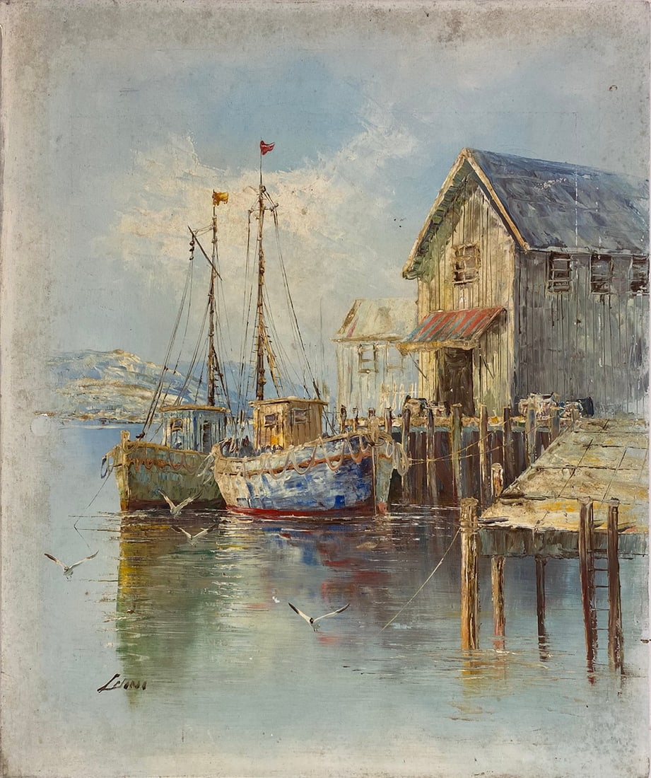 Oil on Canvas Boats Painting, signed: Oil on Canvas Boats Painting, signed. 24 x 20 in.Local Pick up call one day before to make an appointment. TO SHIP THIS ITEM IN USA OR INTERNATIONAL, PLEASE CONTACT THE SHIPPERS : 1) UPS store1937- Da
