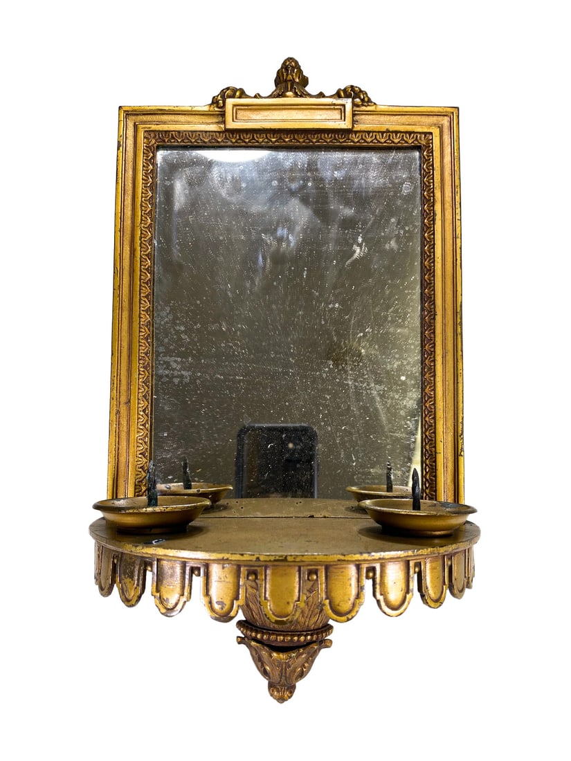 Antique Bronze Beveled Glass Candlestick Mirror (1 of 6)