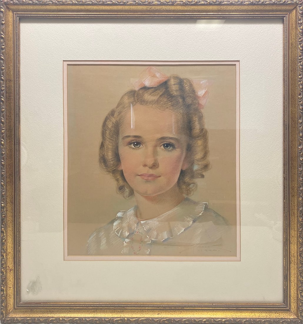 Antique European Pastel, signed & dated 1944: Antique European Pastel, signed & dated 1944. 21 3/4 x 19 3/4 in with frame. 13 1/4 x 11 1/4 in unframed.Local Pick up call one day before to make an appointment. TO SHIP THIS ITEM IN USA OR INTERNATI