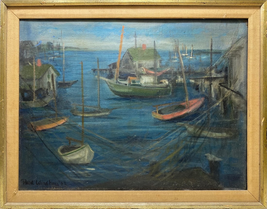 Paul WINDHAM, American Oil on Canvas Ships Painting: Paul WINDHAM, American Oil on Canvas Ships Painting with a portrait on the back. 21 3/4 x 27 1/2 in with frame. 18 x 24 in without frame.Local Pick up call one day before to make an appointment. TO SH