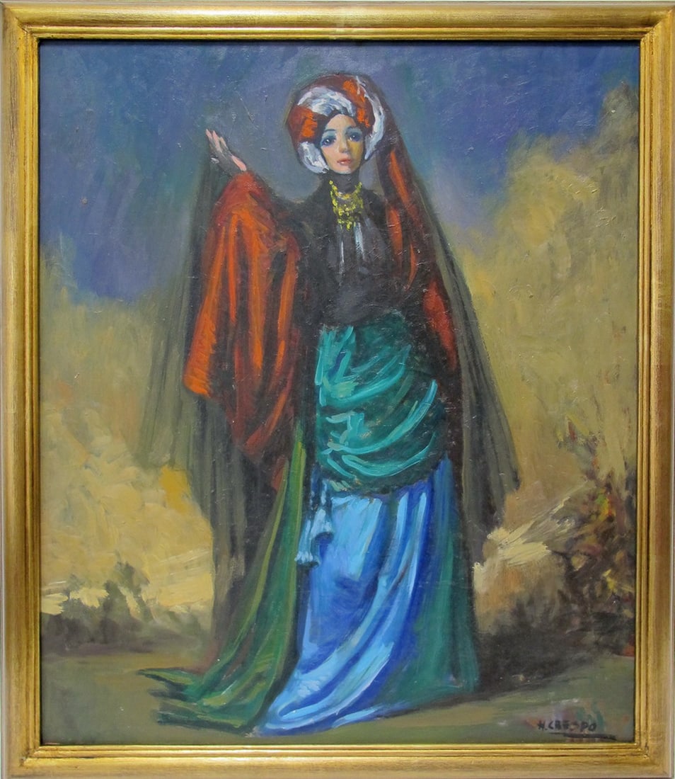 Orientalist Large Oil on Masonite, signed: Orientalist Large Oil on Masonite, signed. 26 1/4 x 22 3/8 in frame included.Local Pick up call one day before to make an appointment. TO SHIP THIS ITEM IN USA OR INTERNATIONAL, PLEASE CONTACT THE SHI