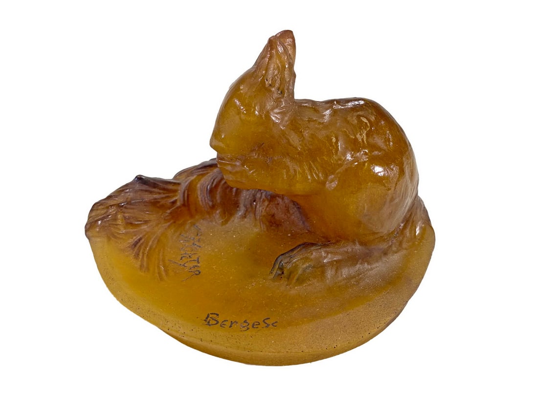 Walter Nancy & Henry Berge Pate-de-Verre Squirrel Dish (1 of 7)