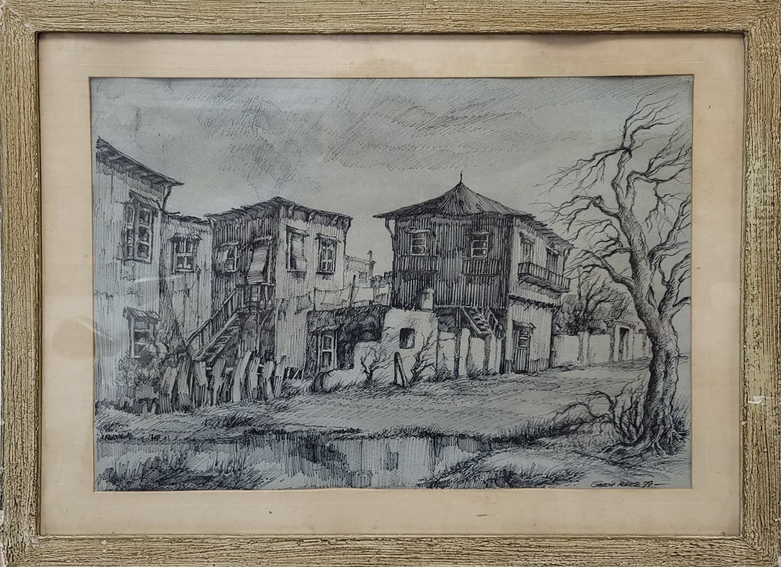 Cityscape Ink Drawing by Garcia PEREZ, 1977 (1 of 4)