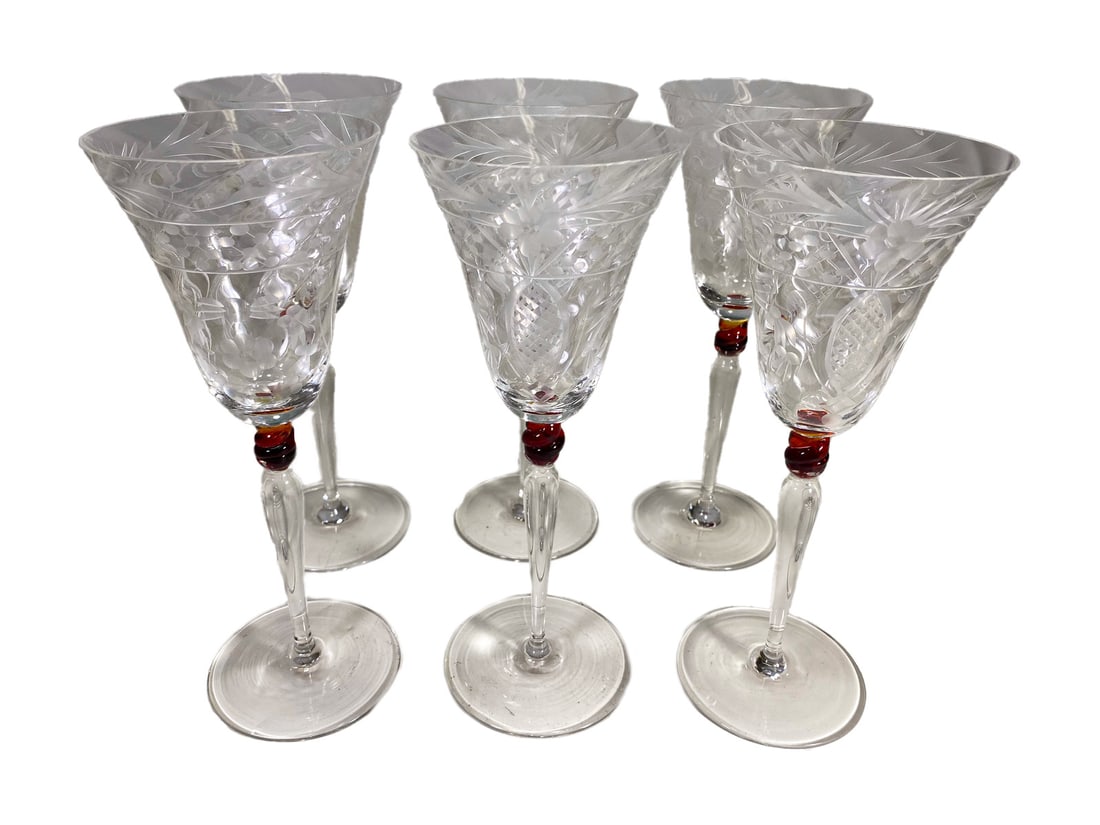 Set of 6 French Hand Cutted Glasses: Set of 6 French Hand Cutted Glasses. 8 3/4 x 3 1/2 in.Local Pick up call one day before to make an appointment. TO SHIP THIS ITEM IN USA OR INTERNATIONAL, PLEASE CONTACT THE SHIPPERS : 1) UPS store193