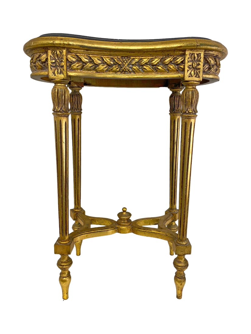 Antique French Gilt Wood & Marble Kidney Shape Table (1 of 4)