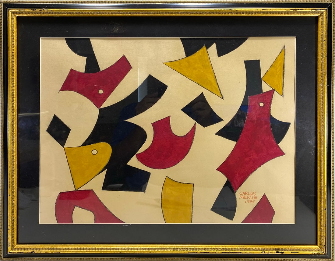 After Carlos MÉRIDA (1891-1984) Painting on Paper: After Carlos MÉRIDA (1891-1984) Painting on Paper, made by anonymous artist. 18 3/4 x 22 5/8 x 3/4 in framed.Local Pick up call one day before to make an appointment. TO SHIP THIS ITEM IN USA OR INTE