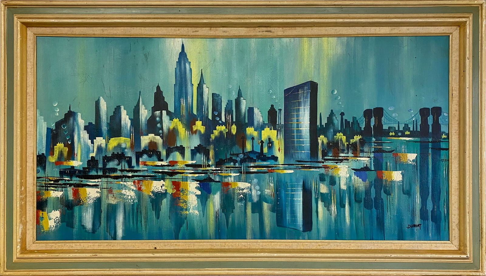 New York City View Canvas Painting, signed (1 of 5)
