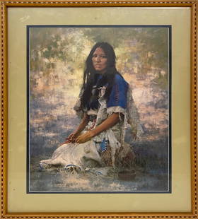 Howard Terpning Native Offset Print: Howard Terpning Native Offset Print. 29 5/8 x 25 1/8 in framed.Local Pick up call one day before to make an appointment. TO SHIP THIS ITEM IN USA OR INTERNATIONAL, PLEASE CONTACT THE SHIPPERS : 1)