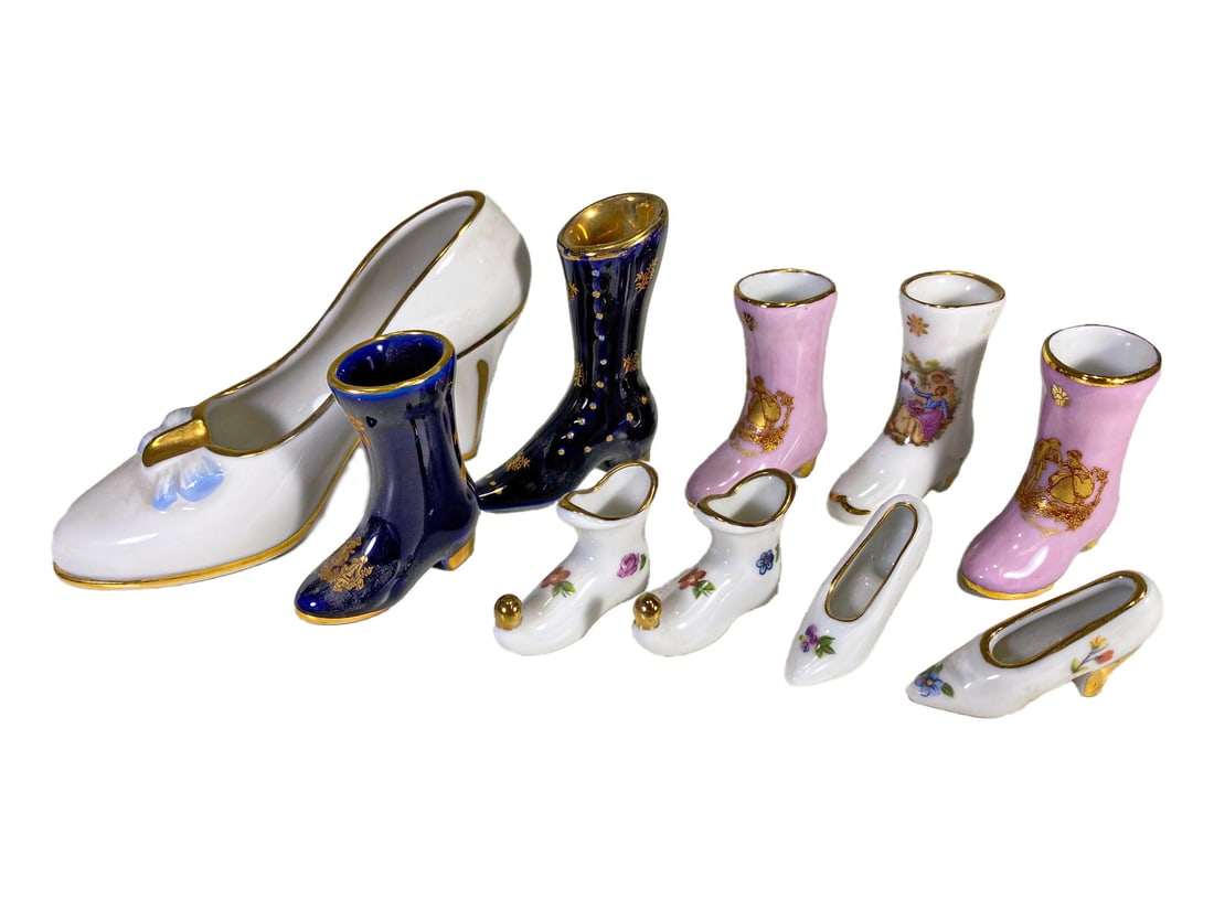 Limoges, France Set of 10 Porcelain Shoes & Boots (1 of 7)