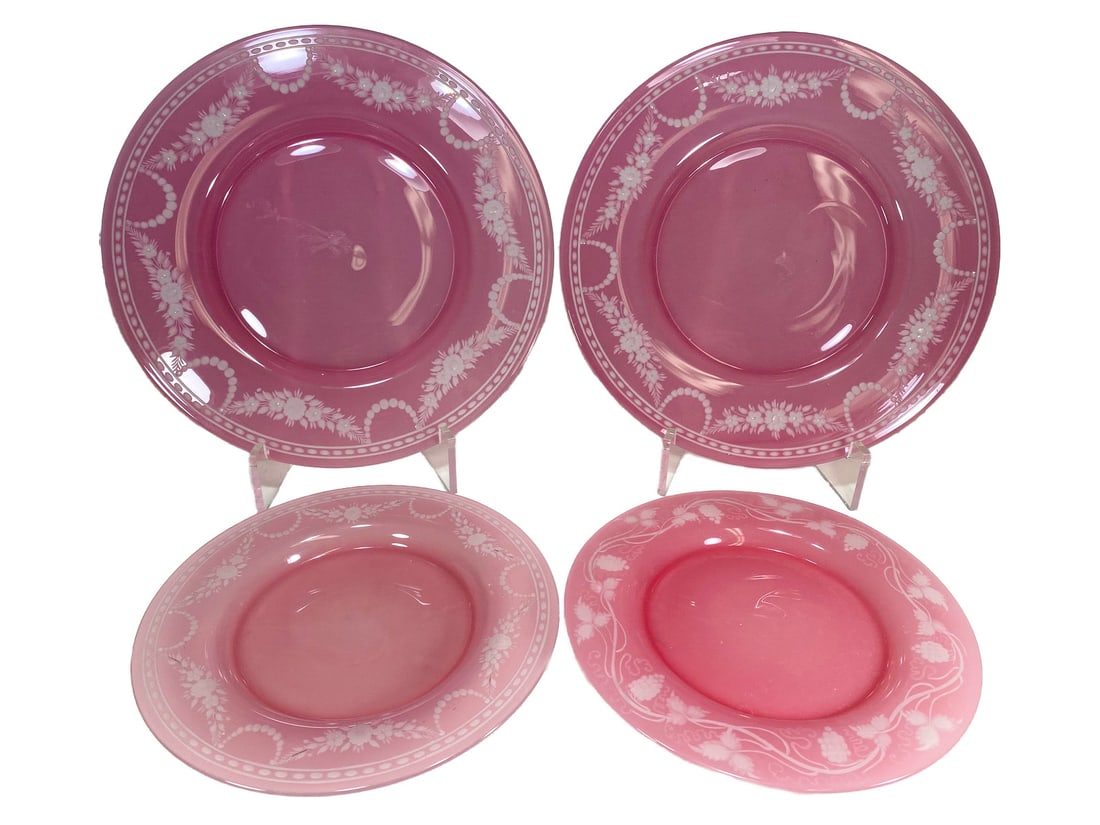 Steuben Rosaline Set of 4 Etched Plates (1 of 6)