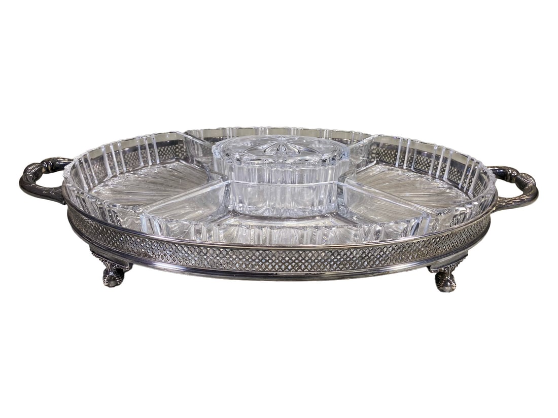 The Sheffield Silver Co, USA Metal & Glass Tray (1 of 6)