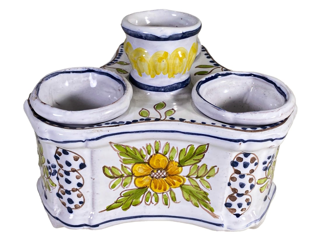 Vintage Portuguese Faience Inkwell (1 of 5)
