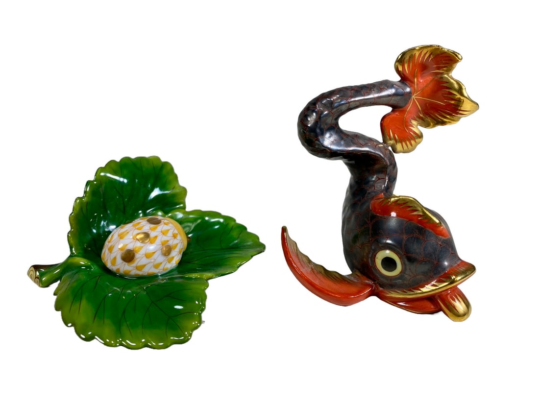 2 Herend Porcelain Koi Fish & Ladybug Porcelain (1 of 9)