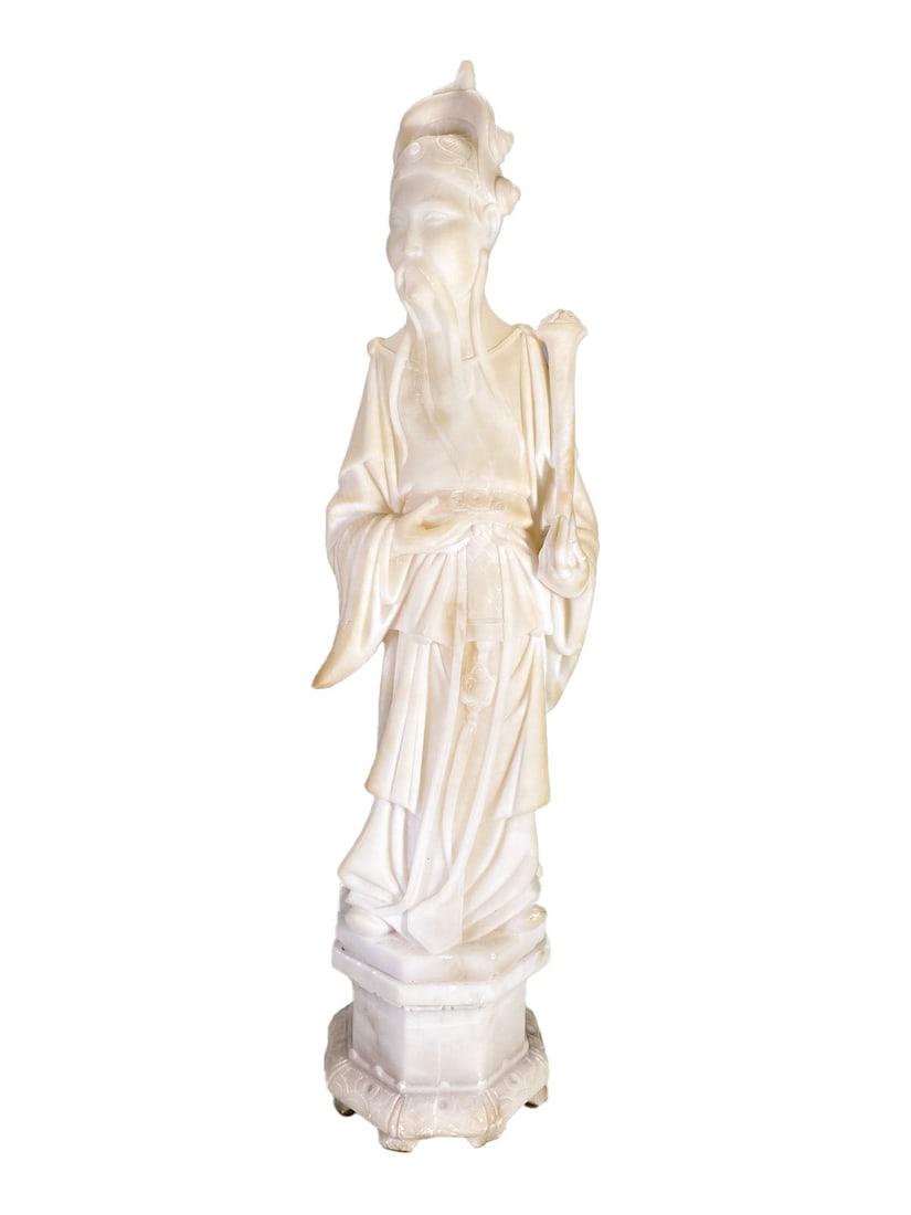 Antique Chinese Alabaster Sculpture: Antique Chinese Alabaster Sculpture. 13 3/4 x 3 1/2 in.Local Pick up call one day before to make an appointment. TO SHIP THIS ITEM IN USA OR INTERNATIONAL, PLEASE CONTACT THE SHIPPERS : 1) UPS store19