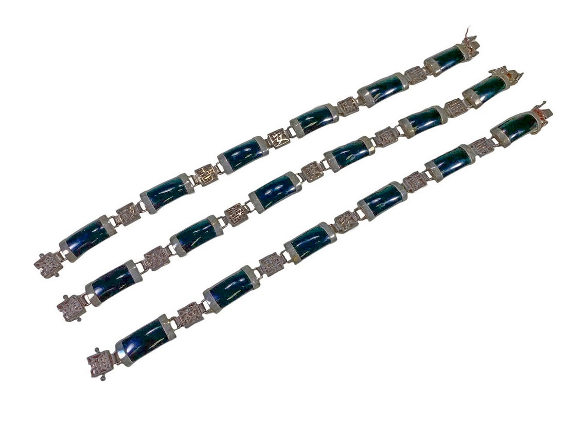 Set of 3 Sterling 925 & Onyx Bracelets (1 of 6)