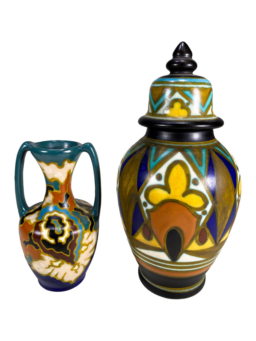 2 Gouda, Holland by Boch Pottery Vase & Jar (1 of 9)