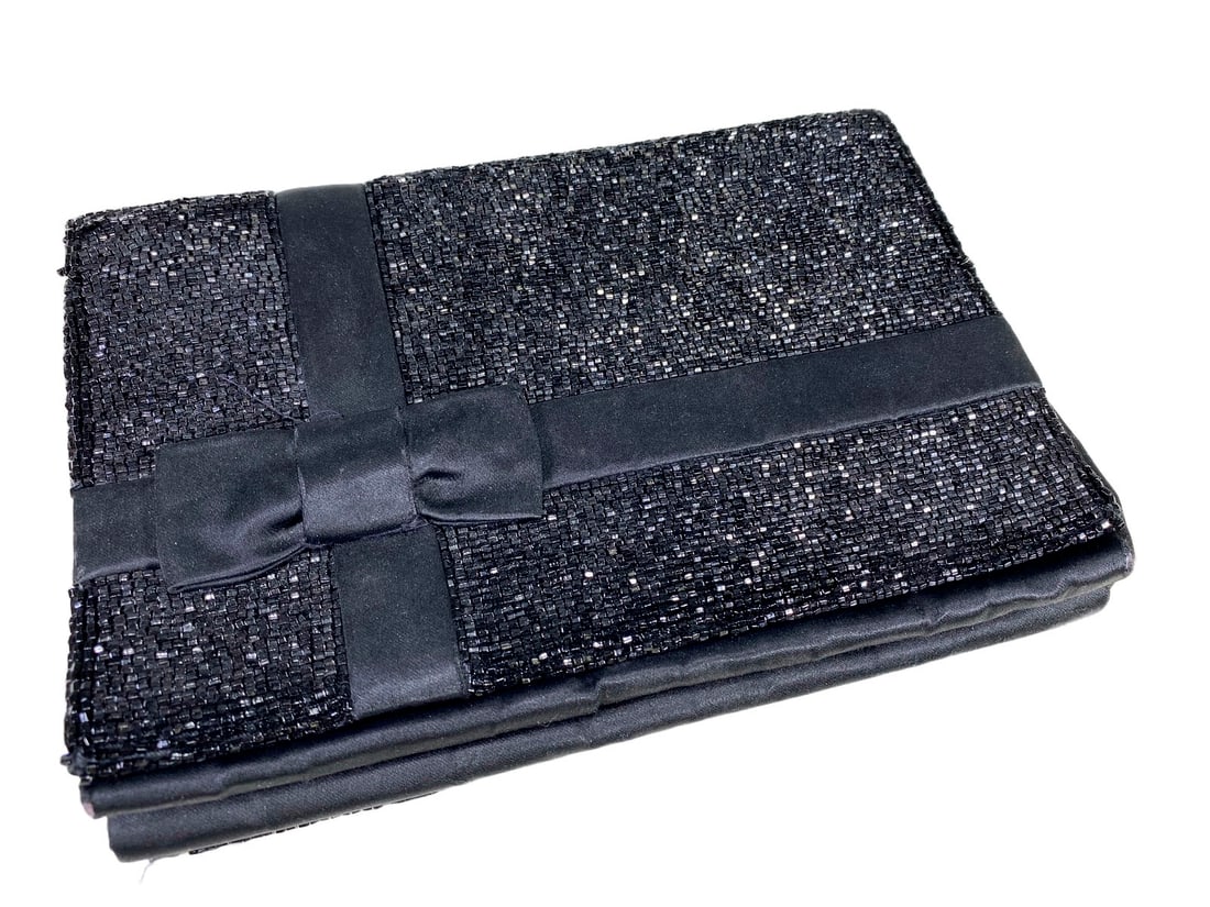 Vintage Black Beaded Ladies Clutch Bag (1 of 5)