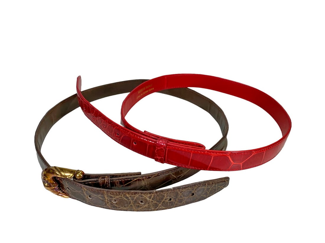 2 Italian Genuine Alligator Leather Ladies Belts (1 of 5)