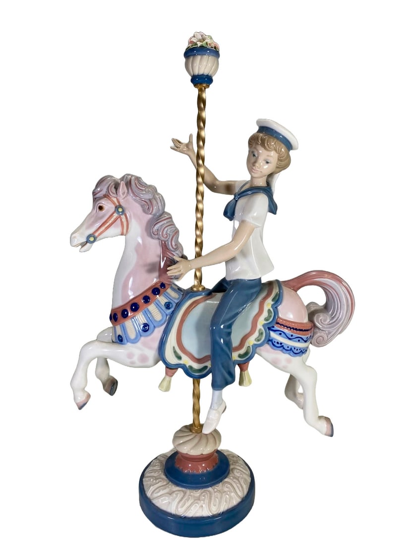 Lladro Boy on Carrousel Horse Porcelain Figurine (1 of 7)