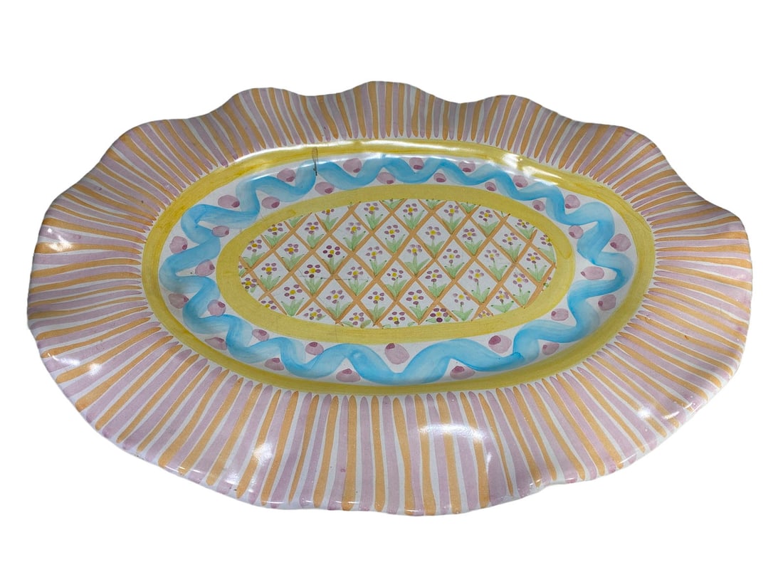 Mackenzie Childs Summer Frock Service Platter: Mackenzie Childs Summer Frock Service Platter. 2 x 21 1/8 x 14 in.Local Pick up call one day before to make an appointment. TO SHIP THIS ITEM IN USA OR INTERNATIONAL, PLEASE CONTACT THE SHIPPERS : 1)