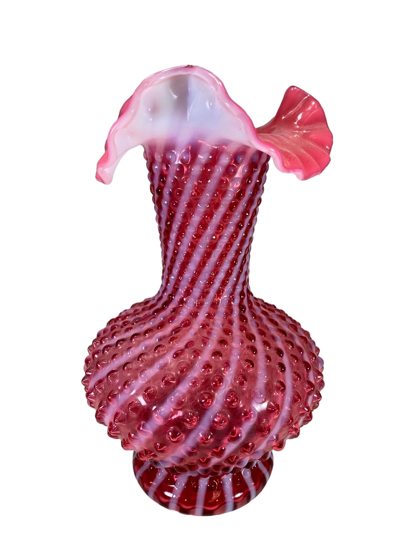 Vintage Fenton Cranberry Glass Vase (1 of 6)