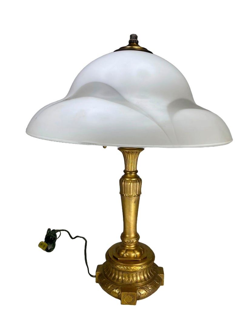 Vintage Gilt Metal & Glass Table Lamp (1 of 5)