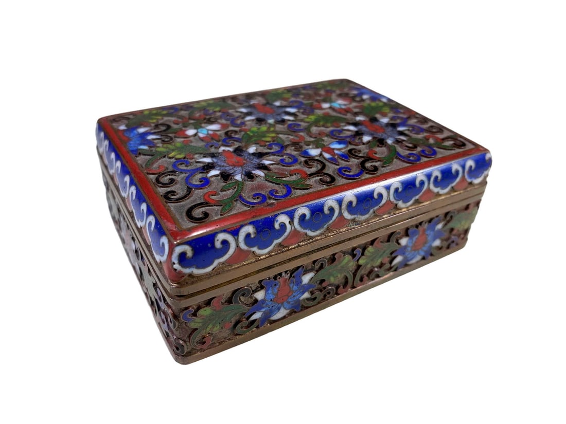 Antiqye Oriental Copper Enameled Box (1 of 11)