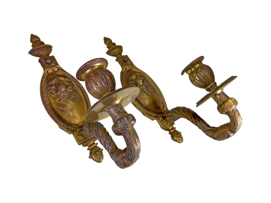 Vintage Pair of Bronze Wall Sconces (1 of 5)
