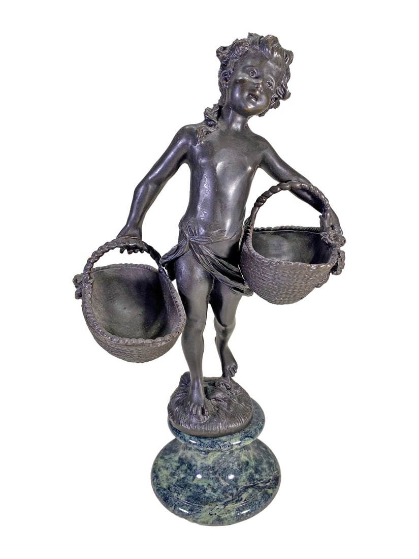 After Aug Moreau Small Bronze & Marble Figurine: After Aug Moreau Small Bronze & Marble Figurine. 10 1/8 x 6 1/8 x 4 1/8 in.Local Pick up call one day before to make an appointment. TO SHIP THIS ITEM IN USA OR INTERNATIONAL, PLEASE CONTACT THE SHIPP