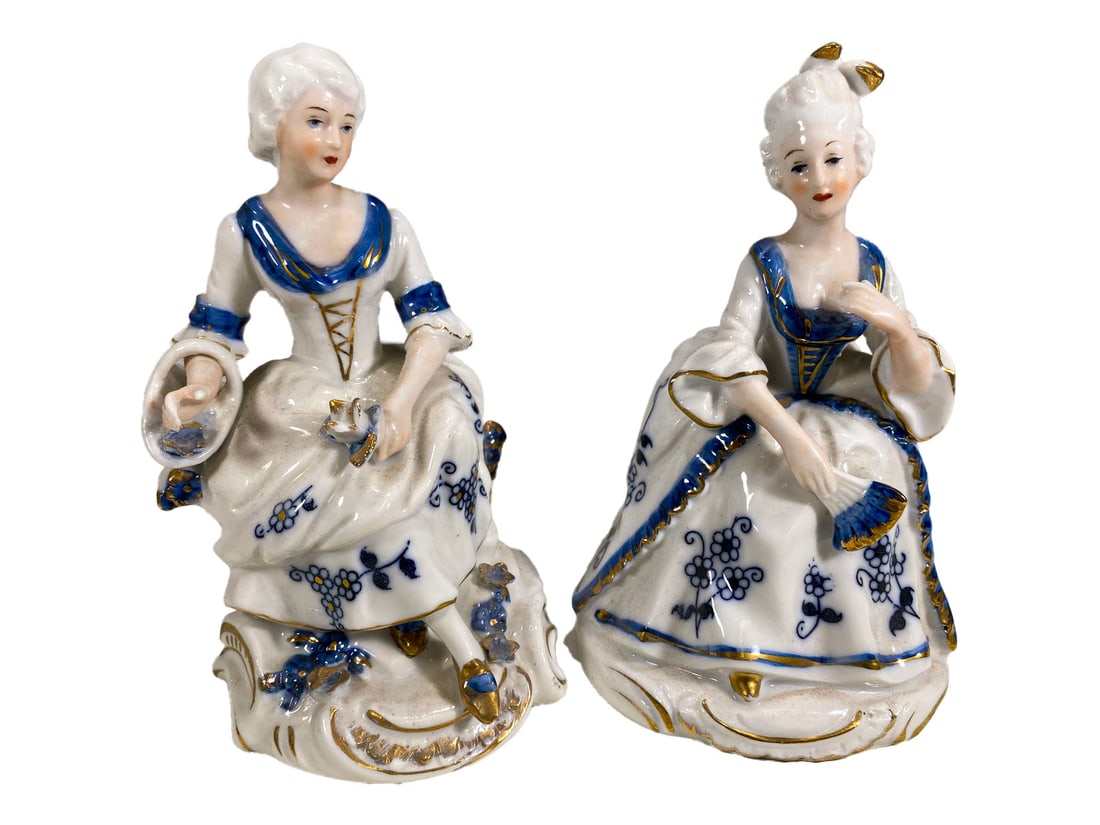 Pair of KPM Porcelain Figurines: Pair of KPM Porcelain Figurines. 5 3/8 x 2 7/8 in and 6 1/4 x 3 1/8 x 2 3/4 in.Local Pick up call one day before to make an appointment. TO SHIP THIS ITEM IN USA OR INTERNATIONAL, PLEASE CONTACT THE S
