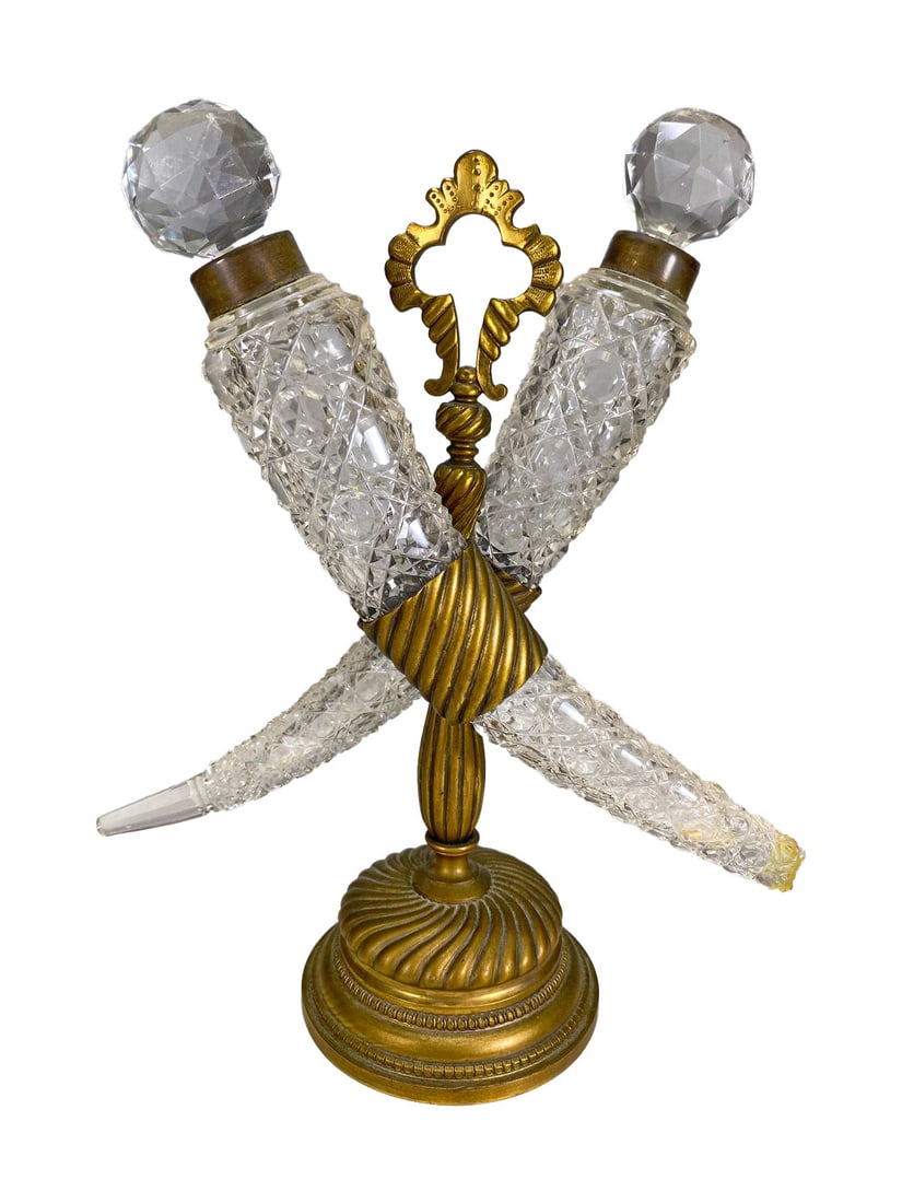 Vintage Baccarat Style Crystal & Bronze Perfurm Bottles (1 of 8)