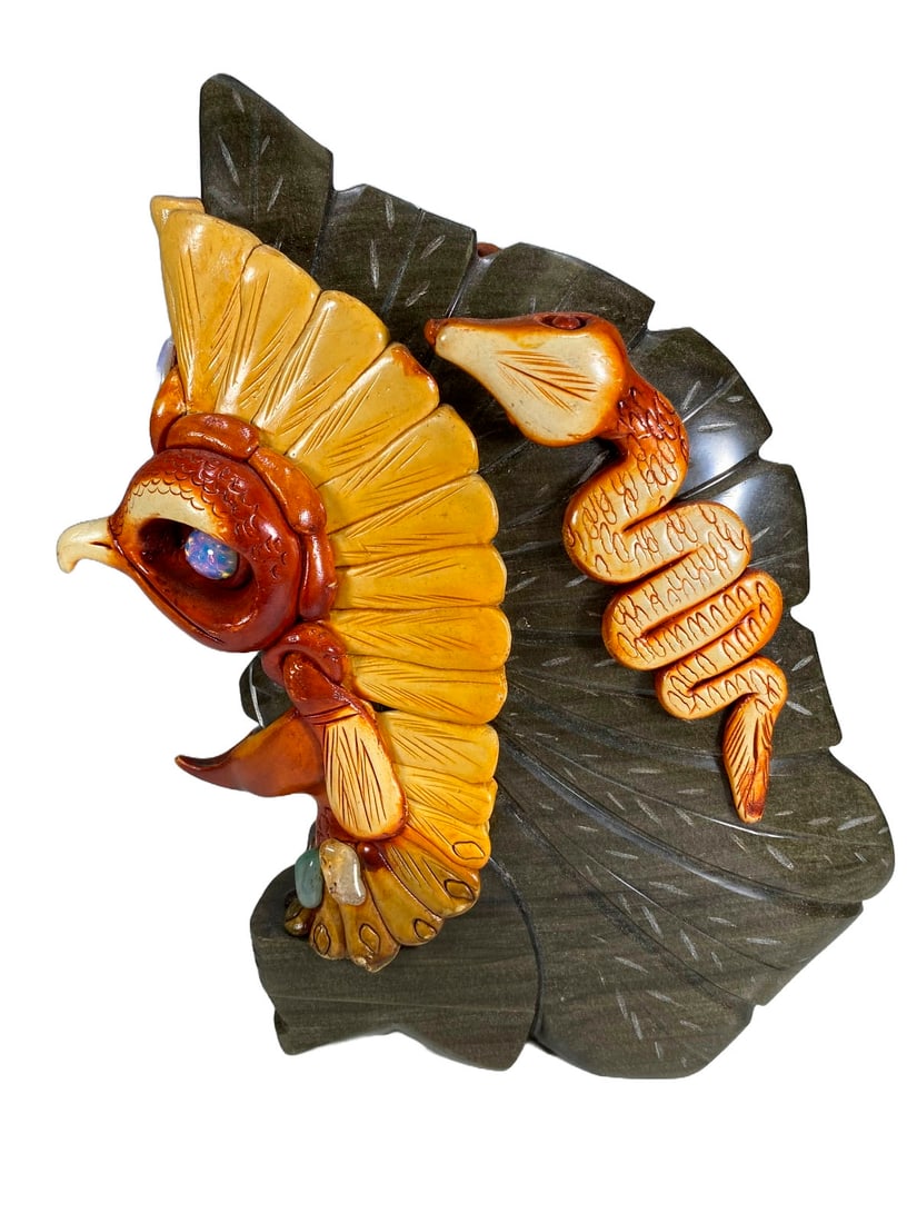 Probably Mexican Mayan Carved Stone & Opala Sculpture (1 of 8)