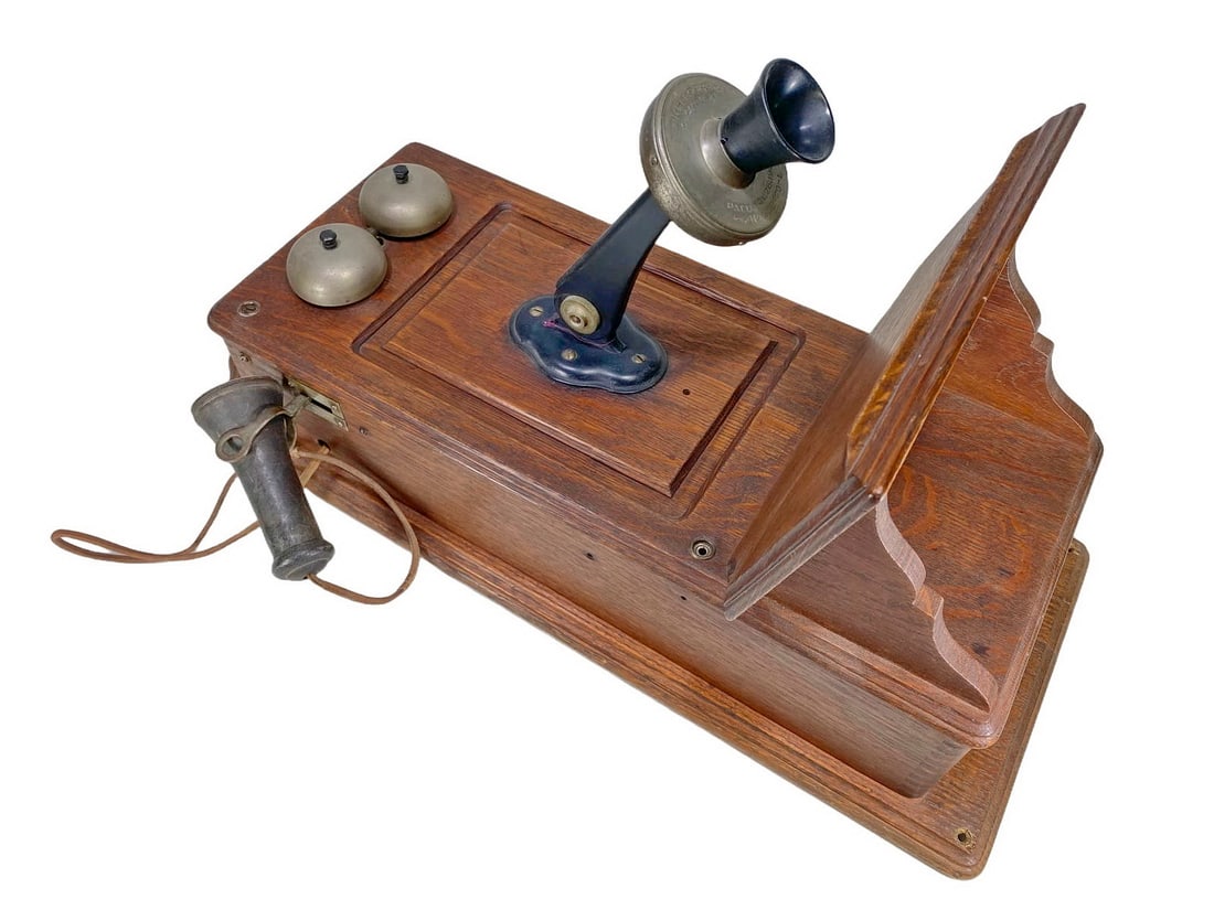 Antique Kellog, Chicago Oak Wall Phone (1 of 10)